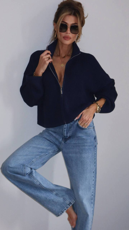 Джемпер на молнии полуфанг (синий S)