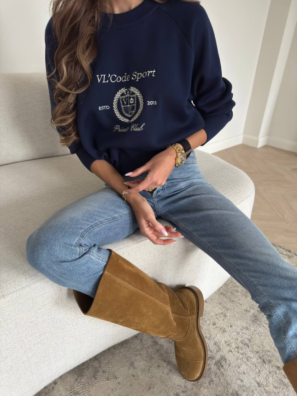 Свитшот с вышивкой (синий S)