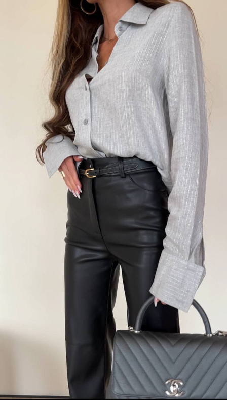 Рубашка оверсайз (серый люрекс)