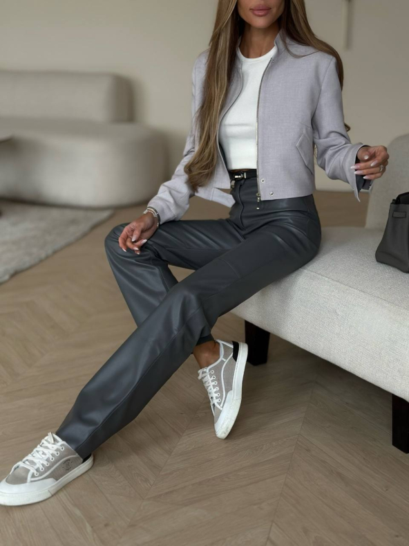 Бомбер с отстрочкой (серый S)